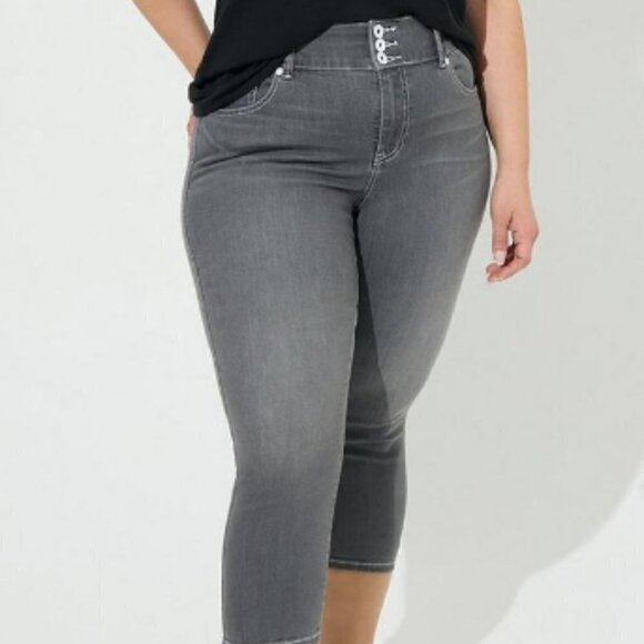 Torrid NWT Women’s Plus Jeggings Skinny Jeans Grey Super Soft Cropped Stretch 18 - Picture 1 of 14